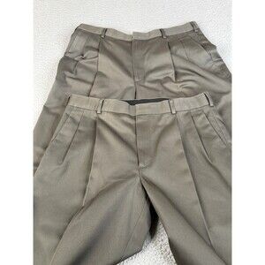 Lot of 2 Dockers Pants 34x31 Chino Khaki Relaxed Fit Pleated Cuffs No Iron Golf